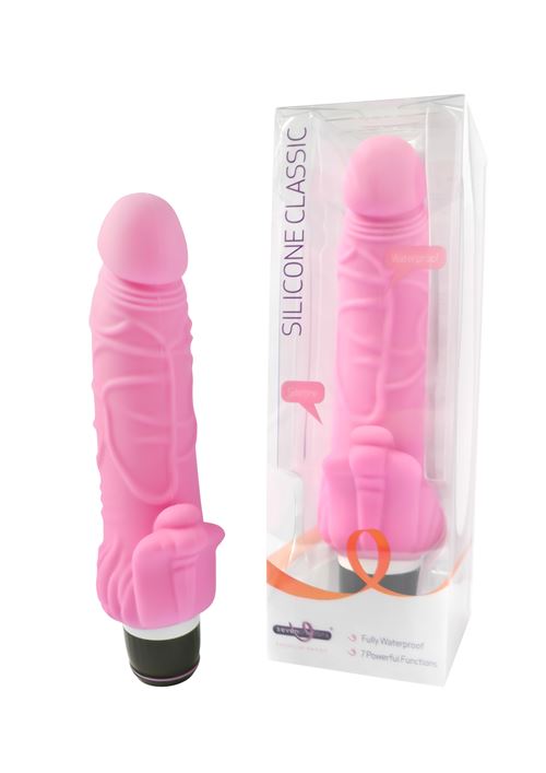 Silicone Classic - Vibromasseur Stimulateur de Point G & Clitoridien, 7 Modes de Vibrations, Rose