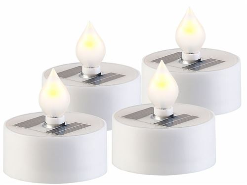 Lunartec : 4 bougies plates à LED avec chargeur solaire et capteur de luminosité