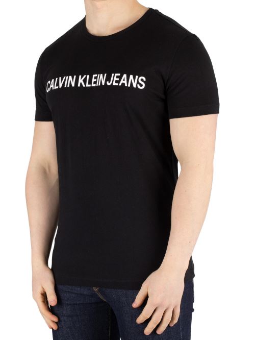 Calvin Klein Jeans Homme T-shirt avec logo de l'institution principale, Noir