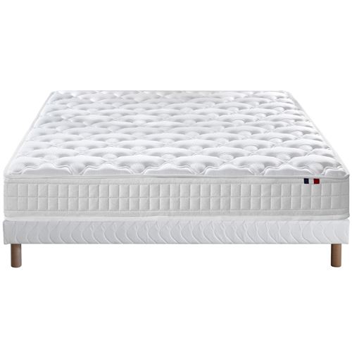 Ensemble matelas ressorts fermes sommier blanc 140x190