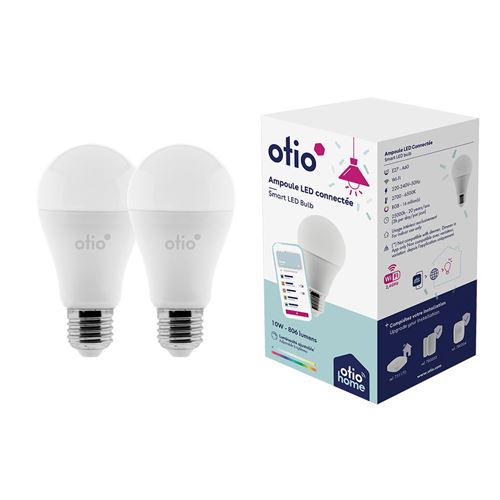 Otio - Pack de 2 ampoules connectées WIFI LED E27 RGB