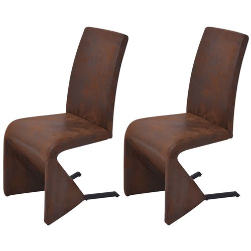 vidaXL Chaises de salle à manger cantilever 2 pcs Tissu Marron