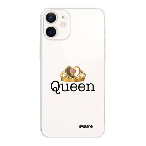 Coque pour iPhone 12 mini souple transparente Queen Motif Ecriture Tendance [Evetane®]