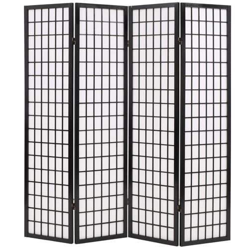 vidaXL Cloison de séparation 4 panneaux Style japonais 160x170 cm Noir