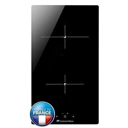 Continental Edison cecp102rp2 - Table de Cuisson vitrocéramique - 2 Zones - 3000 w - l 29 x p 52 cm - Revetement Verre - Noir