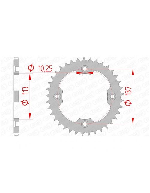 Couronne AFAM 40 dents acier standard pas 520 type 14412