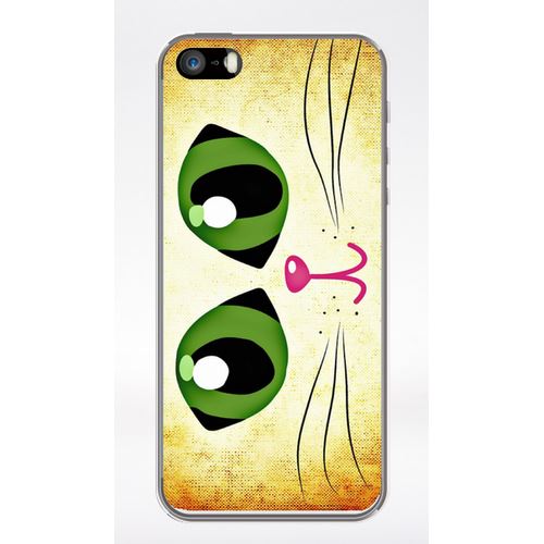 Coque Yeux De Chat Vert Compatible Iphone 5 Transparent
