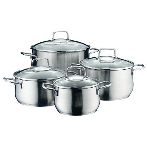 Wmf 739146030 brilliant pot set de 4 pièces brilliant bord verseur couvercle en verre cromargan® en acier inoxydable poli induct