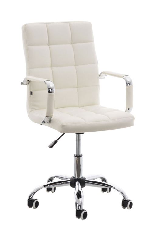Chaise de Bureau Deli V2 en Similicuir avec Piètement en Métal chromé- Couleur Blanc