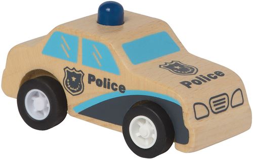 Manhattan Toy voiture de police Rescue pull-back 9 cm bois bleu/naturel