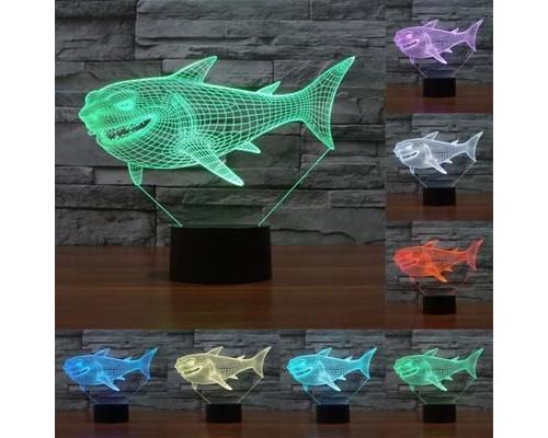 Lampe Décorative 3D Requin Shark Luminaire LED 7 Couleurs Tactile Abs - YONIS
