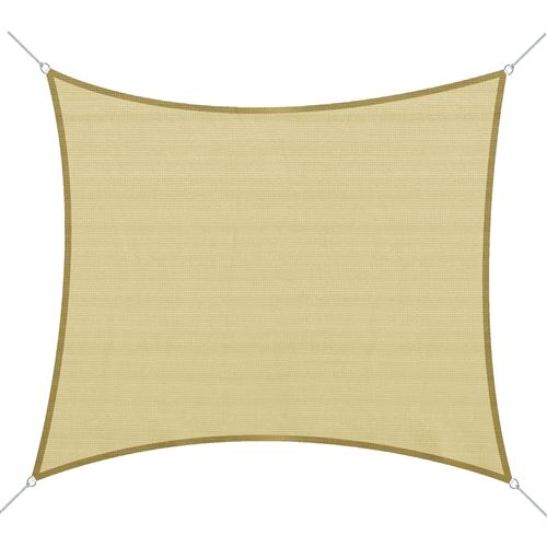 Voile d'ombrage rectangulaire 3 x 4 m polyéthylène haute densité résistant aux UV coloris sable
