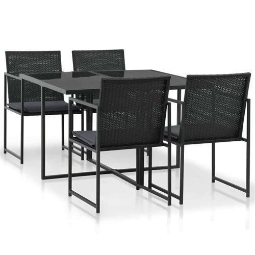 Vidaxl Noir Salon De Jardin En.casa Rotin 4 Personnes 5 Pieces