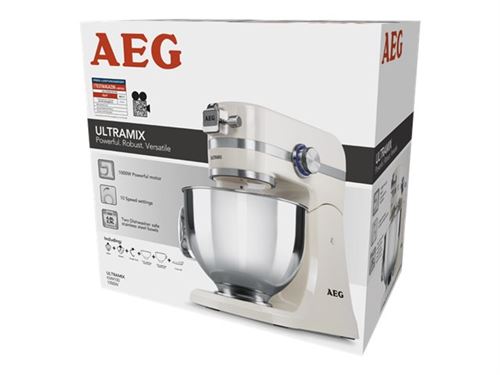 AEG UltraMix KM4100 - Robot pâtissier - 1000 Watt - blanc coque d'oeuf