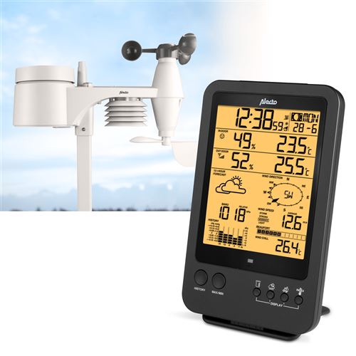 Station météo professionnelle avec capteur extérieur sans fil Alecto WS-4700 Noir