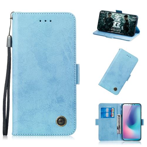 Etui en PU style rétro bleu clair pour votre Samsung Galaxy A6s