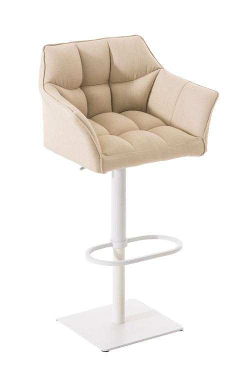 Tabouret de bar Damaso en Tissu , Crème/Blanc