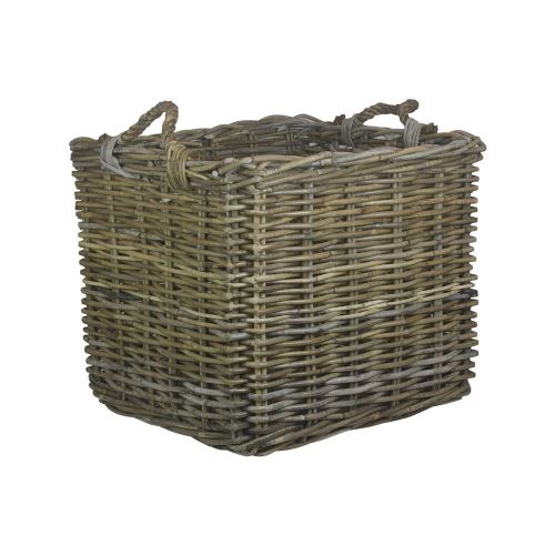 Grand carré gris rotin panier à bûches