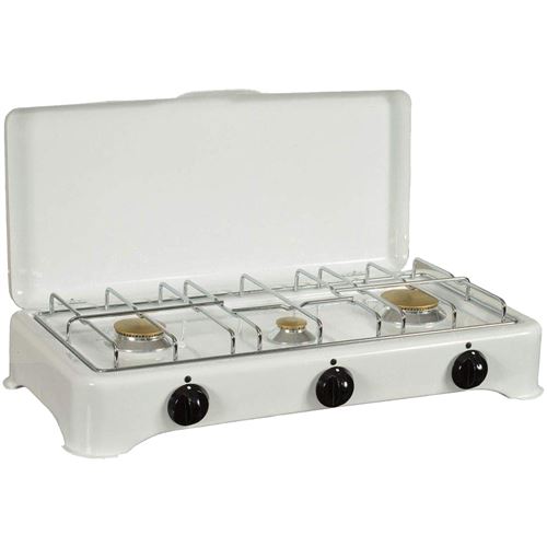 Kitchenchef Blanc Réchaud Gaz 3 Feux 5327C 4150W, Émaillé - Neuf - Image 3