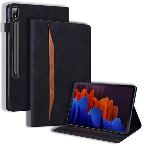 Non Communiqué Noir Etui En Pu Antichoc Avec Support Et Porte-Stylo Pour Votre Samsung Galaxy Tab S7/Galaxy Tab S8