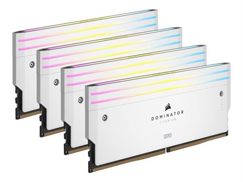 CORSAIR Dominator Titanium RGB - DDR5 - kit - 64 Go: 4 x 16 Go - DIMM 288 broches - 6000 MHz / PC5-48000 - CL36 - 1.35 V - mémoire sans tampon - blanc