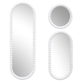 Lot de 3 Miroirs Blanc 75x25 cm / 50x25 cm / Ø25 cm - - TORIS - ALTOBUY - 1