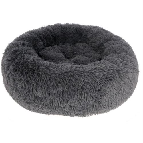 Corbeille donut KERBL Fluffy gris Ø60 x 18 cm polyester antidérapante