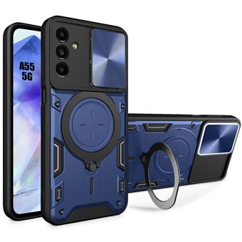 Coque pour Samsung Galaxy A55 5G, Bleu Marine, Protection Antichoc en PC + TPU, Style Cool avec Support Rotatif - BOOLING - 1