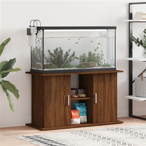 vidaXL Support pour Aquarium, Armoire pour Aquarium avec Compartiments et Étagères, Meuble de Base pour Aquarium avec Rangement, Chêne Marron Bois d'Ingénierie