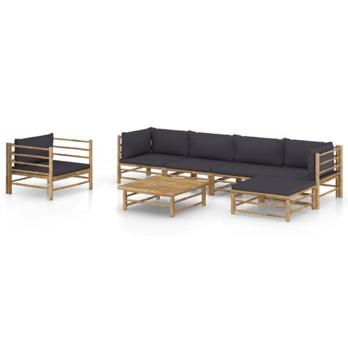 Non Communiqué Gris Salon De Jardin Modulable Vidaxl Bambou 7 Personnes 7 Pieces
