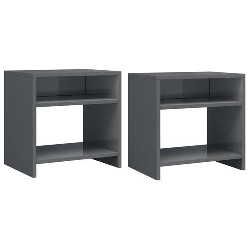 vidaXL 2 pcs Tables de chevet Gris brillant 40 x 30 x 40 cm Aggloméré
