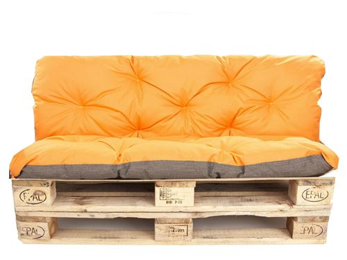 Setgarden, Set coussins pour palette canapé,Coussins de bank, assise 120 x 80 x 16cm + dossier 120 x 40 x 14cm, Couleur Orange