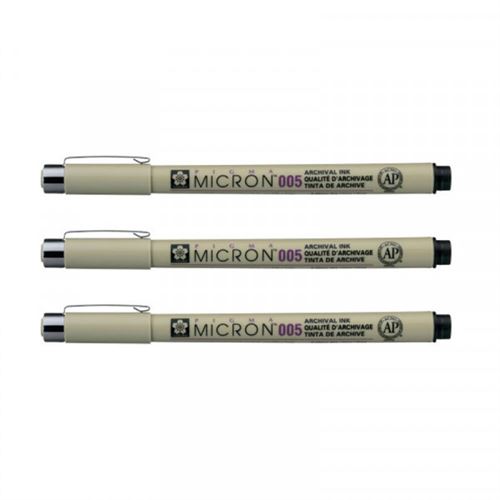 Lot de 3 feutres Pigma Micron 005 Sakura pointe extra fine 0.20mm noir