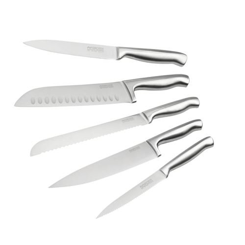 Non Communiqué Gris Ensemble De 5 Couteaux De Cuisine Professionnels En Inox De 24 À 33,5 Cm Nirosta Star