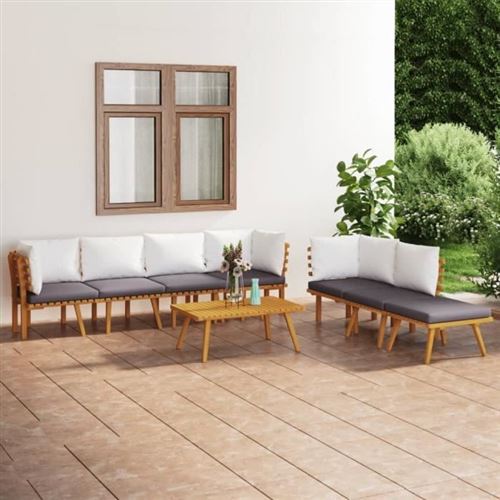 Vidaxl Gris Salon De Jardin 8 Pcs - Foncé - Image 2