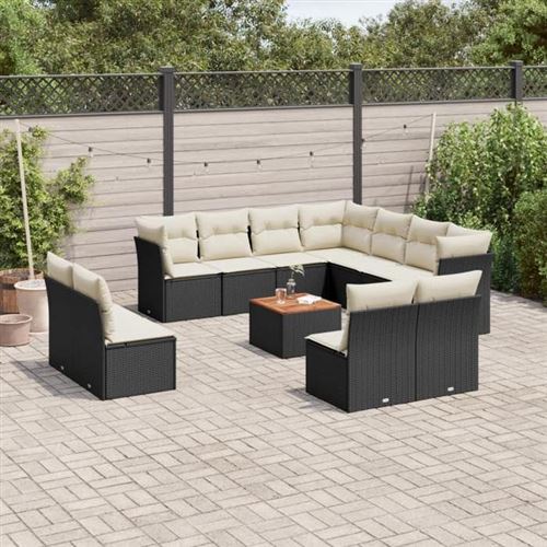 VidaXL - Ensemble de canapés de jardin rotin synthétique, One Size, Noir