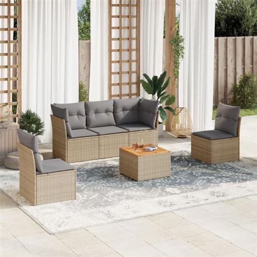 Non Communiqué Marron Salon De Jardin Modulable Vidaxl 5 Personnes 6 Pieces Rotin 62 X 62 X 69 Cm Beige