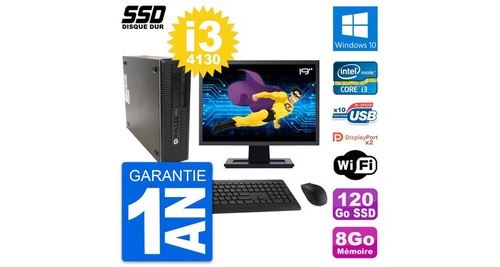 PC De Bureau HP PC HP 600 G1 Sff Ecran 19" Intel Core I3-4130 Ram 8Go SSD 120Go Windows 10 WiFi