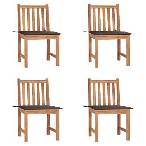 Non Communiqué Bois De Teck Chaises De Jardin Lot De 4 Avec Coussins Massif