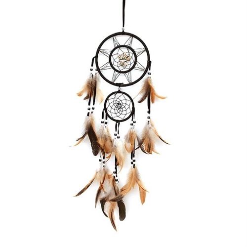 Non Communiqué Multi Attrape-Rêve Double Cerceau Toile Soleil Et Fleur Plumes Marron Dream