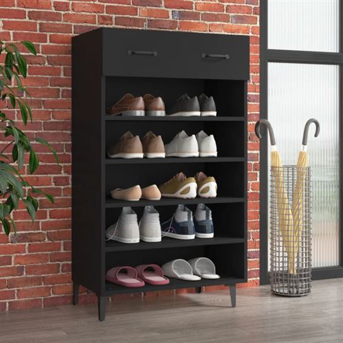 vidaXL Armoire à chaussures Noir 60x35x105 cm Bois d'ingénierie812790