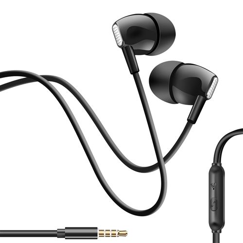Non Communiqué Noir Écouteurs Filaires Jack 3,5 Mm Avec Microphone Intégré Inkax