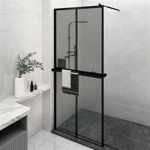 VidaXL Paroi de douche avec étagère Noir 90x195 cm Verre ESG&Aluminium