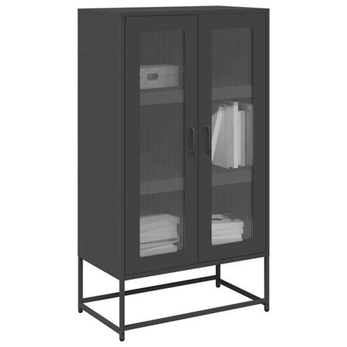 VIDAXL - Buffet Haut - Acier - Noir - 68x39x123 cm - Image 3