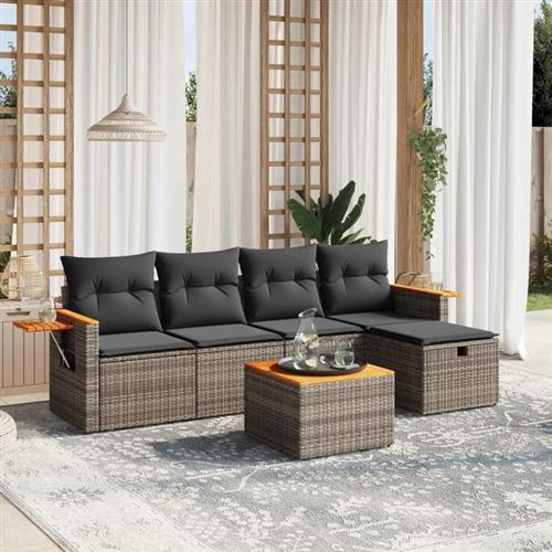 Non Communiqué Gris Salon De Jardin Modulable Vidaxl Resine Tressee 6 Pieces 62 X 55 X 69 Cm 5 Personnes