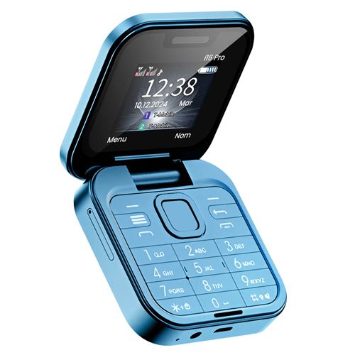 Téléphone Portable Pliable avec Double SIM Radio FM Batterie 1000mAh Avizar Bleu