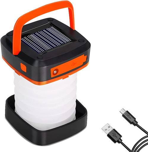 Lampe de Camping Led Solaire FONGWAN Extérieur Télescopique Mini Portable pour Camping Excursions Secours - Orange