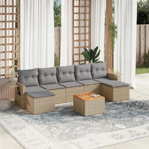 Non Communiqué Beige Salon De Jardin Modulable Vidaxl Resine Tressee 7 Personnes 62 X 55 X 69 Cm 8 Pieces