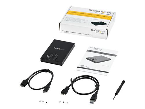 StarTech.com Versleutelbare externe SATA hardeschijf behuizing - vingerafdruk toegang - USB 3.0 naar 2.5 externe SSD/HDD (S251BMU3FP) - Storage enclosure - 2.5 - SATA 6Gb/s - USB 3.0 - zwart - TAA Compliant