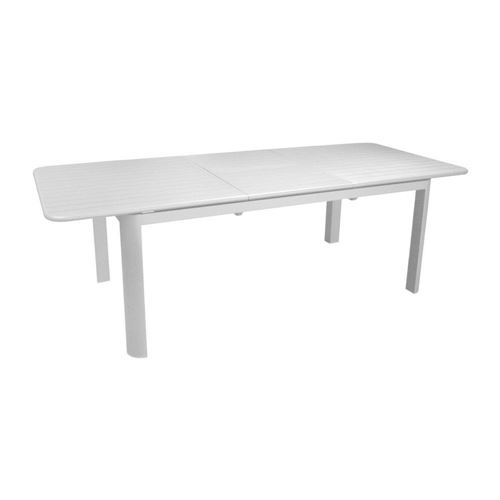 Table de jardin extensible Eos en Aluminium - Plateau à lattes - blanc 180/240 x 100 cm